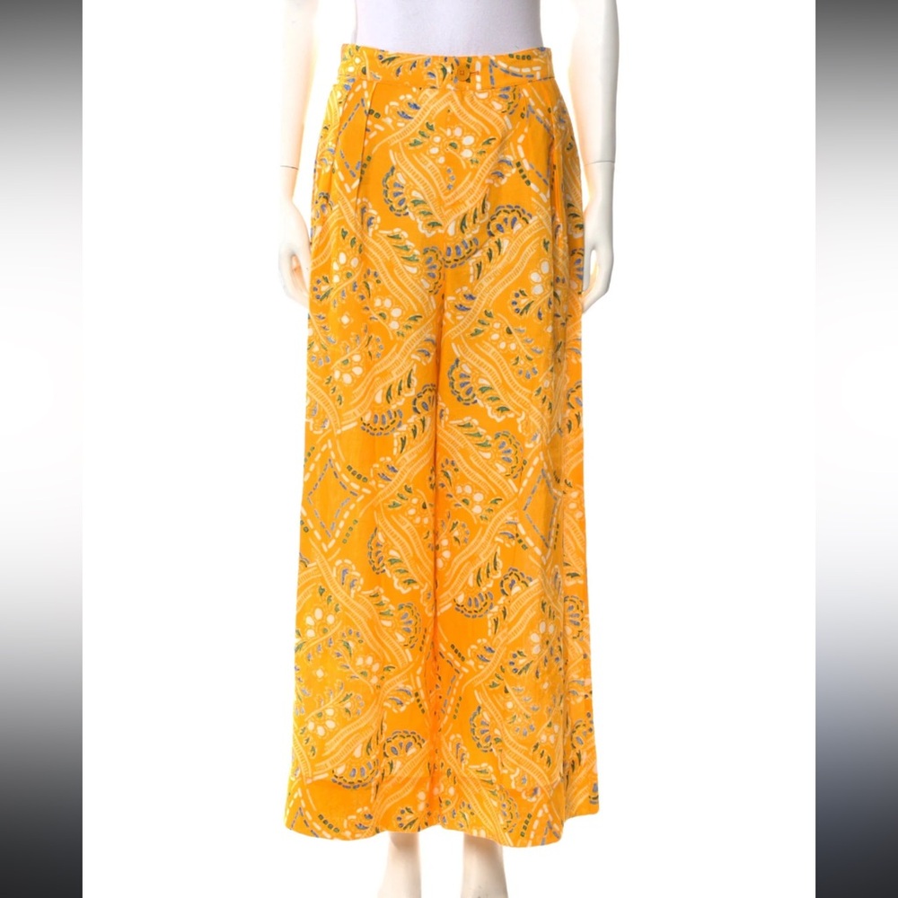 NEW RHODE campbell pants in Mango Diamond Stitch linen size 10
